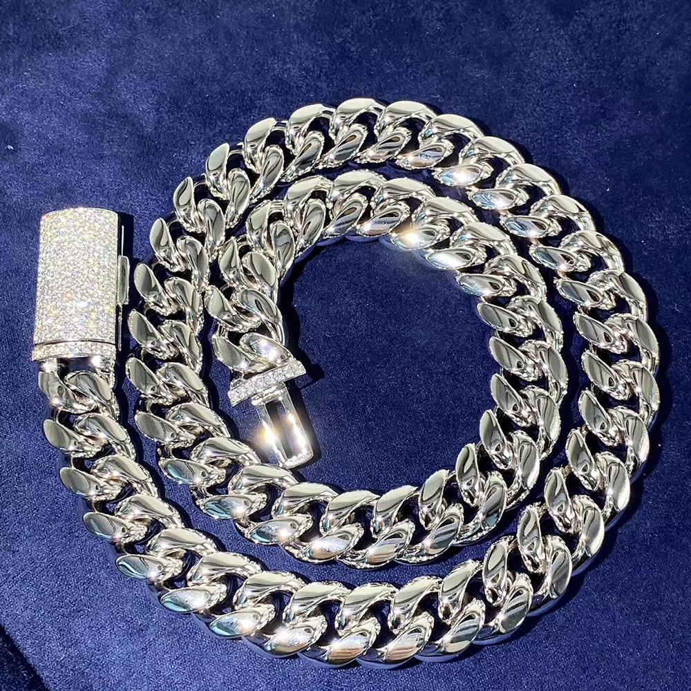 8mm VVS Moissanite China Necklaces Real Diamond Stainless Steel Cuban Chain Link Necklace Pass Test Iced Out Bracelet For Women · v2